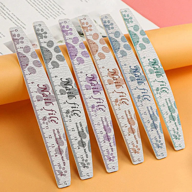 Professional Wholesale Diamond Shape Abrasive Gray 80/100/120/150/180/240/320 Dog Footprint Half Moon Wooden Nail File