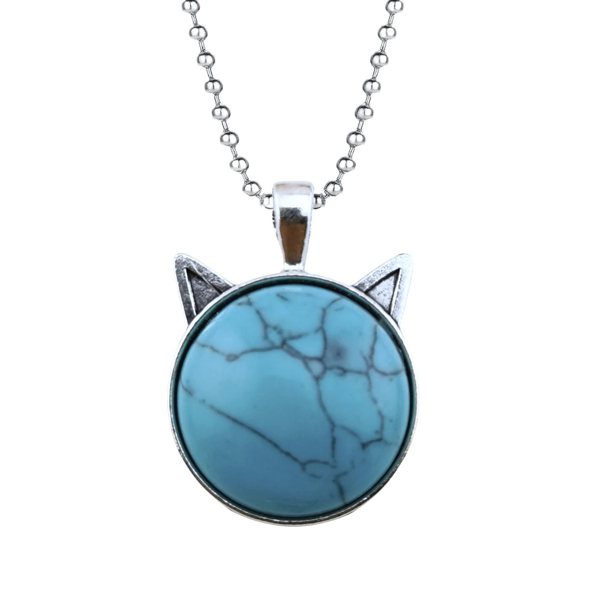 Vintage Crystal Pendant Necklace Cat Head Shape Natural Gemstone Pendant Graduation Gift for Friends and Lovers MegaBDM