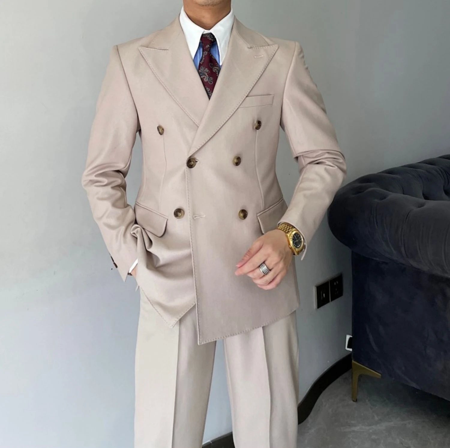 Factory Direct Sales Men's Formal Business Suits Double Breasted for Men Wedding Suit