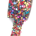 L205 3cm Width Fashion Multi Color Rhinestone Beads Trim Hot Fix Colorful Rhinestone Stones Chain Trim for Shoes
