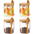Transparent High Borosilicate Glass Tea Can with Spoon Household Kitchen Storage Cans for Grains Dried Fruits Food
