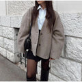 Fashion Loose Single Breasted Long Sleeve Pockets Chic Lady Commuter Coats Women Vintage Blends Fit Blazer Coat Female Jackets