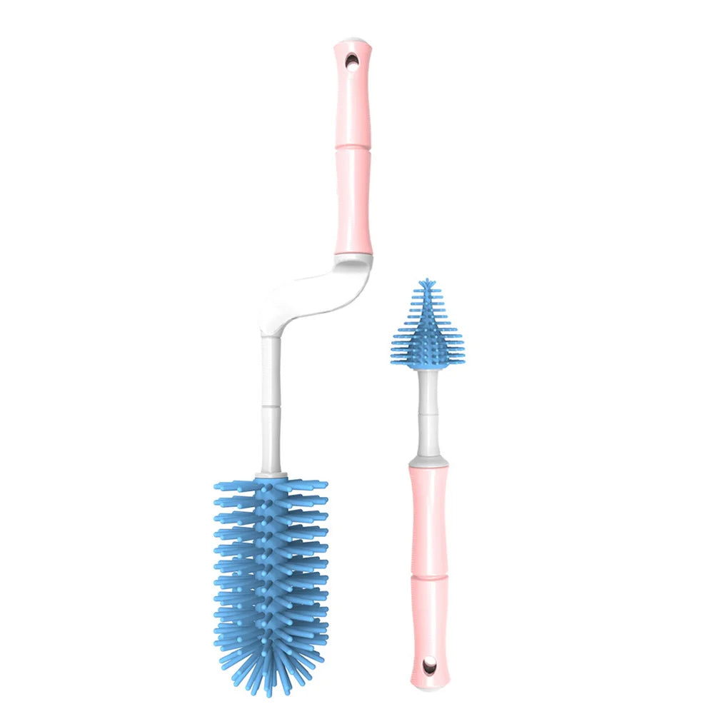 Bottle Brush Rotation Long Handle Bottle Cleaning Brushes Silicone Bottle Brush Soft Silicone Milk Glass Plastic PP for Baby 71g