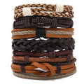 Handmade Braided Leather Bracelet Fast Shipping 6 Pieces/Set Fashionable Charm Bracelets for Men and Women