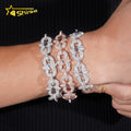 New Arrivals Iced Out Royal Blue Pink Marquise Hip Hop Infinity 16.5mm 925 Sliver VVS Moissanite Bracelet