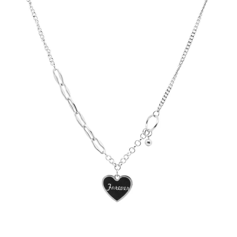 Hot Sale Wholesale Korean Style Personality Jewelry 925 Sterling Silver Hiphop Sweater Chain Heart Necklace