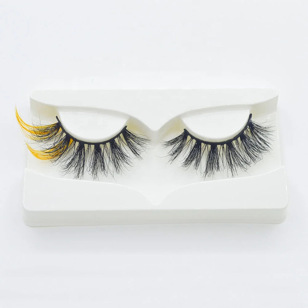 Wholesale Dramatic Design 15 20 25mm Luxury Color 3d Mink Lashes Colorful False Eyelash Full Strip Eyelashes