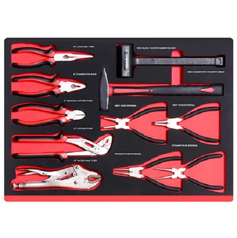 Goldenline WTT04 11pcs Auto Repair Hand Tool Sets CR-V Material 525*390*36mm Plier Hammer Tool Trolley Cabinet 3-Year Warranty