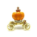 SHINNYGIFTS Hand Painted Enameled Orange Pumpkin Carriage Decorative Hinged Jewelry Trinket Box Unique Gift for Family