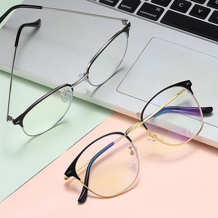 SKYWAY Anti Blue Light Blocking Optical Eye Glasses Frame Round Women Men Metal Eyeglasses Frame for Myopia