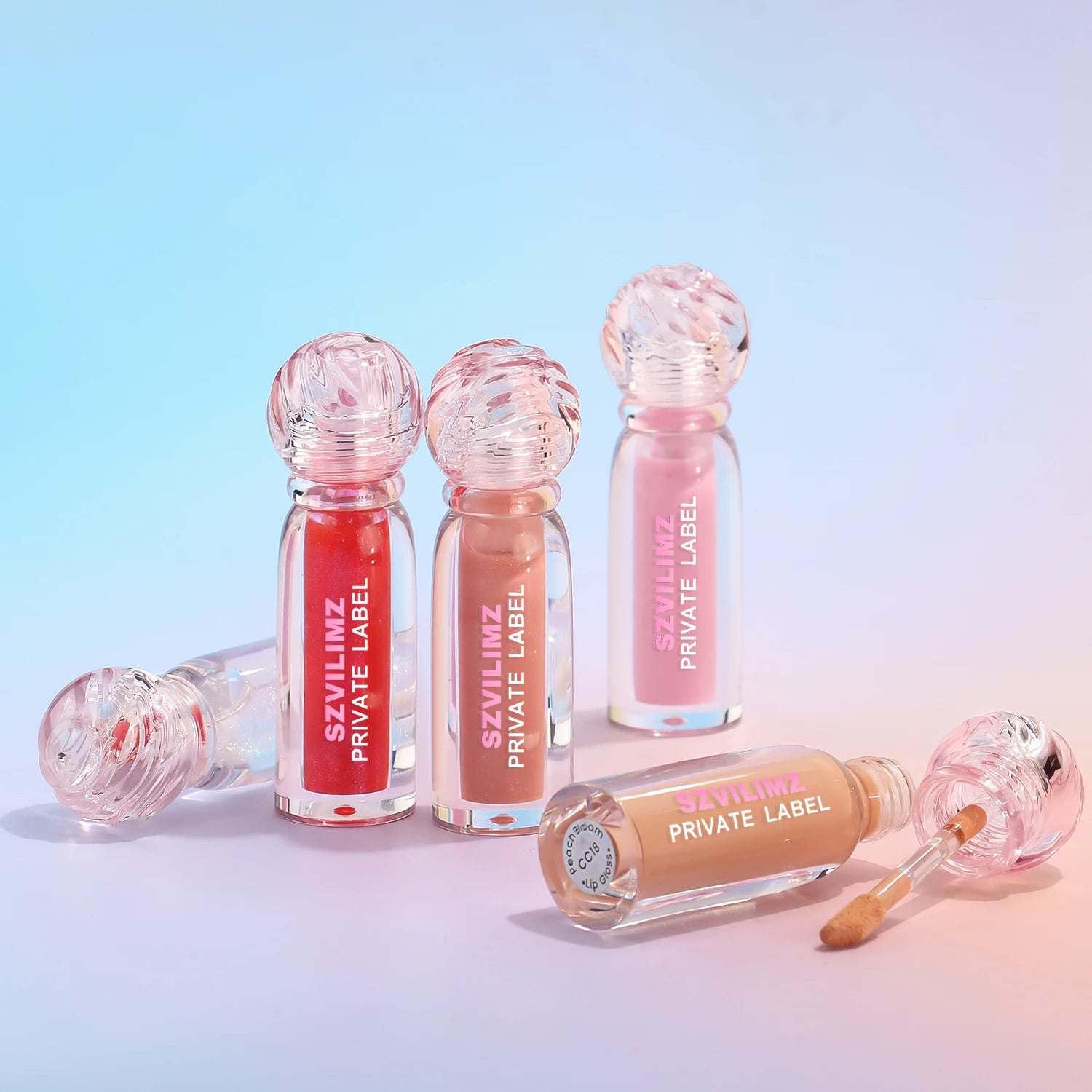Long Lasting Lipgloss Tubes Free Private Label OEM Wholesale Lipgloss Glitter Lipgloss Custom Box with logo