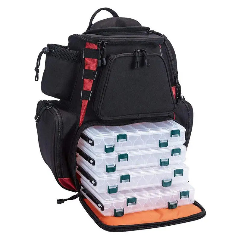 Fishing Bag Backpack Large Waterproof 4 Tackle Box Tackle Bag Storage Fishing Tackle Backpack with Protective Rain Cover