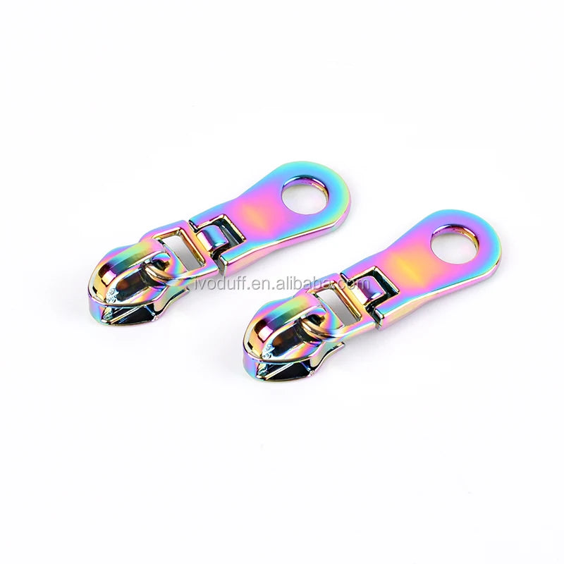 2026 5# Nylon Exquisite Rainbow Color Metal Zipper Slider Custom Creative Pattern Zipper Puller Zipper Head