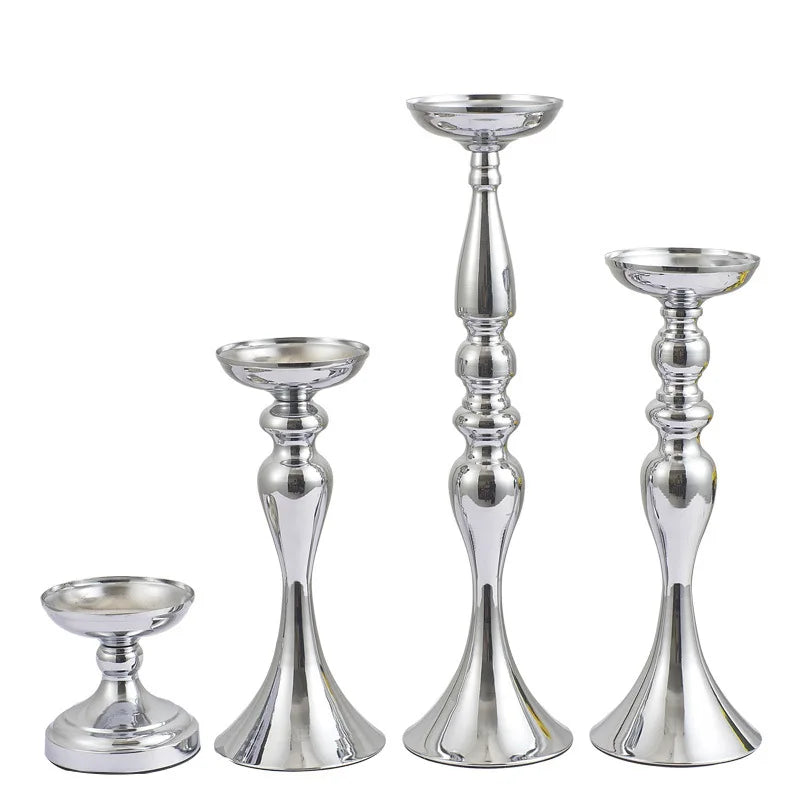 O-X524 Wedding Decoration Table Centerpiece Gold Silver Luxury Candlestick Holder Table Decorations Metal Candle Holders