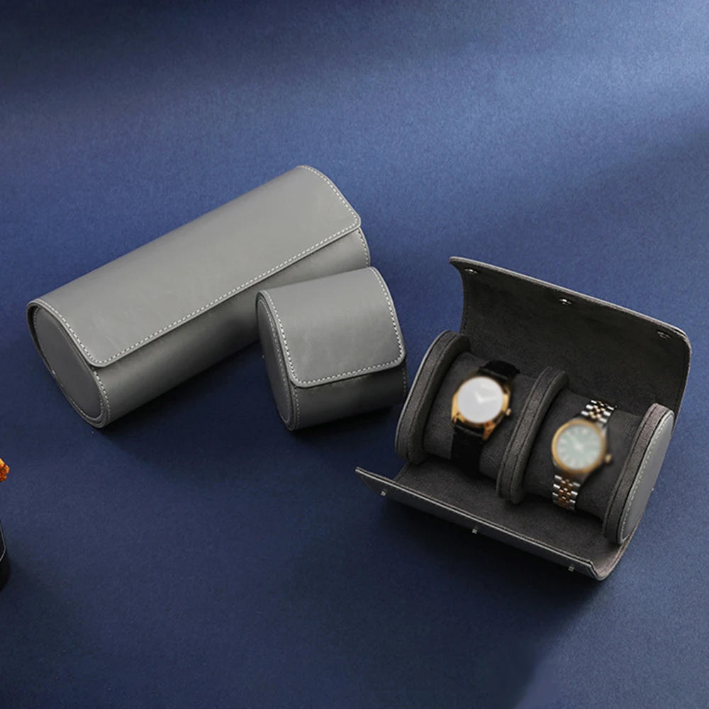 Manufacturer Supply Hot Selling Luxury 3 Slots Watch Leather Travel Portable Watch Roll Storage Box case