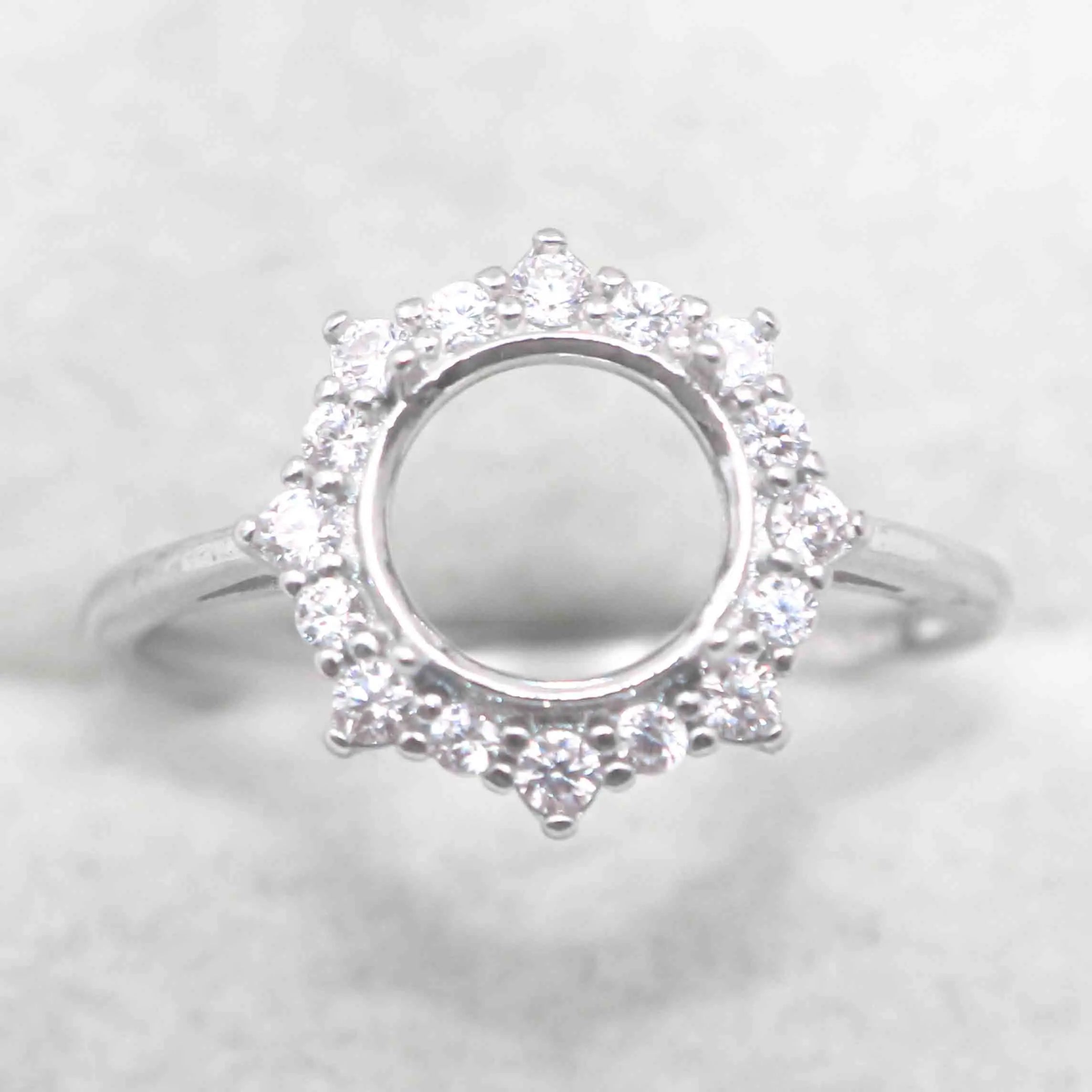Sterling Silver 8mm/9mm Semi Mount Ring Frame Empty Blank Support Claws Setting S925 Base Without Center Stone for Inlay DIY