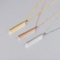 Wholesale Engraveable Bar Necklace Personalized Custom Name Gold Plated Stainless Steel 3d Bar Blank Necklace for Women Men