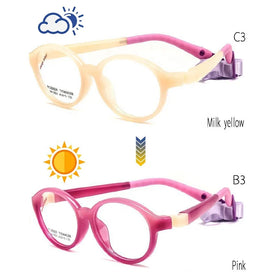 Degradable Rubber Titanium Optical Frame Silicone Oval Kids Glasses Strap Flexible Unbreakable Color Changing