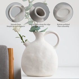 European-style Modern Clay Kettle Pottery Pot Shape Vase Rustic Handmade Decor Crafts Ceramic Vase