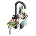 Bathroom Shower Holder Matte Black Household Aluminum Nail-Free Dishcloth Sponge Dual Drain Basket Kitchen Faucet Storage Rack