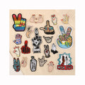 Embroidered Multicolor Palm Shape Patch for Hat Shoe Decoration Hot Melt Adhesive Fabric Hand Fingers Garment Decoration