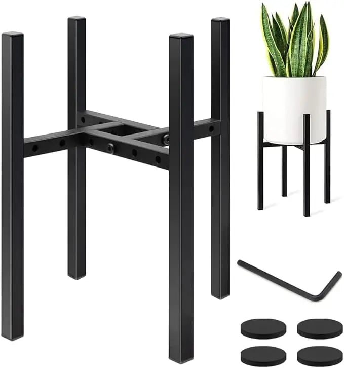 Adjustable Metal Single Tier Plant Stand Indoor Outdoor Tall Small Pot Holder Garden Rack Corner Plant Display MegaBDM