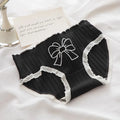 Girl's Thong Underwear Ultra Soft Breathable Cotton Panties Kids Underwear Mid-rise Stripe Plaid with Bow Pattern Printed
