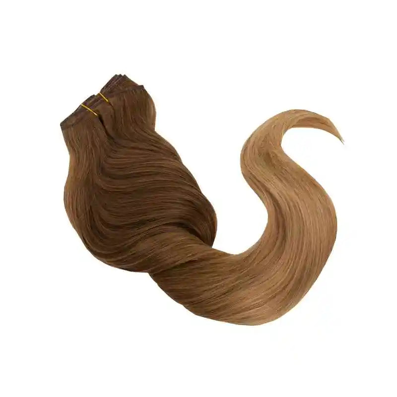 22" 120g -320grams Double Drawn Lace Weft Straight Ombre Balayage Natural Brazilian 100% Human Hair Clip Ins Hair Extension