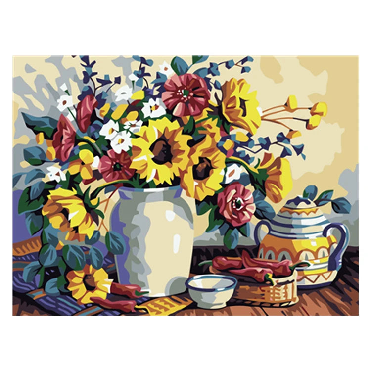 Flowers Paint by Numbers 5D DIY Paint by Numbers Daisy Cherry Rose Oil Painting Sets Home Decor Wall Decor Adult Gifts Artwork