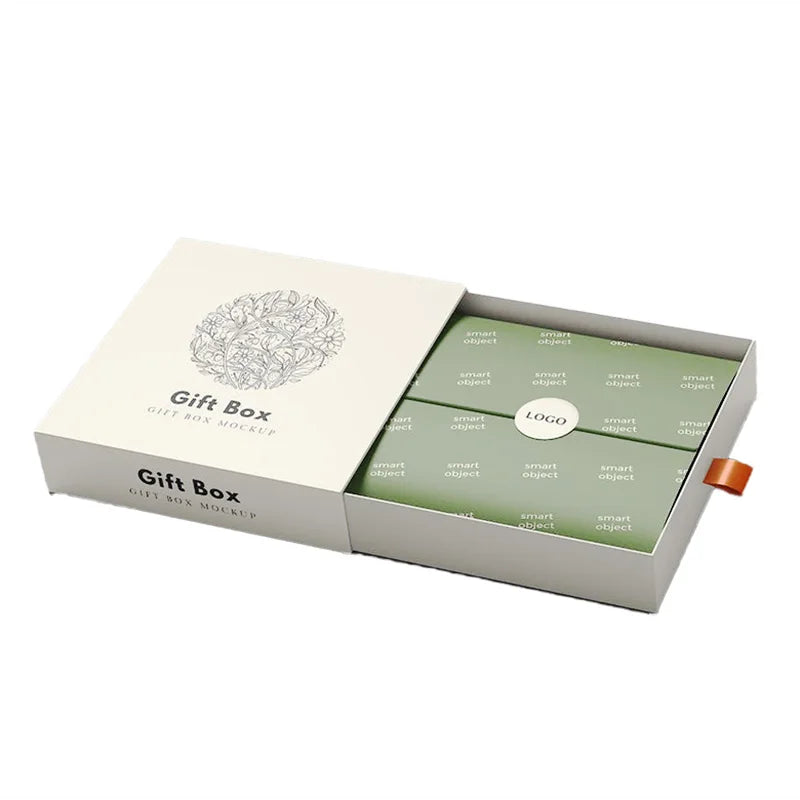 Top Quality Customized Recycled Paperboard Popular Beige Color Sliding Open Drawer Packaging Gift Boxes With Tissue Paper Print