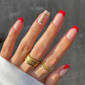 Custom Design Short Square Luxury Hand Made Fake Nails With Glue Wholesale Soft Gel Red French Tip Christmas Press on Nails