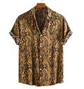 Custom logo Summer Casual Mens Hawaiian Beach Short Sleeve Print Leopard Print Shirts Size 2XL
