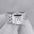 Luster Jewellery 925 Sterling Silver Gold Plated Men Moissanite Diamond Ring Watch