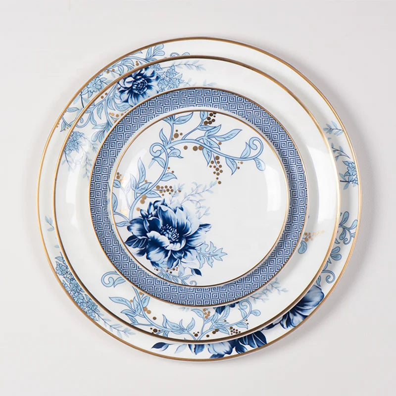 Jacotta New Product Ideas 2025 Plates Sets Dinnerware Blue Flower Tableware Abaya Dubai Wedding Porcelain Dinner Sets MegaBDM