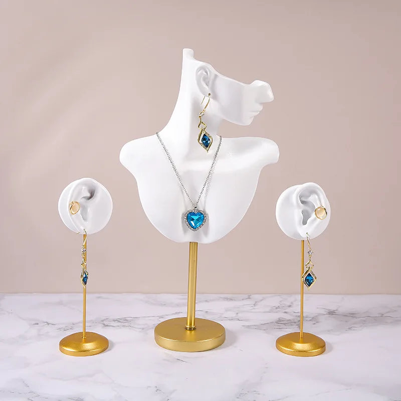 Factory Metal Base Necklace Earrings Jewelry Display Rack Mannequin Jewelry Holder Ear Nail Jewelry Window Counter Display Props