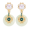 Women's New Chinese Style Chalcedony Ping Buckle Freshwater Pearl Earrings Natural Freshwater Pearls