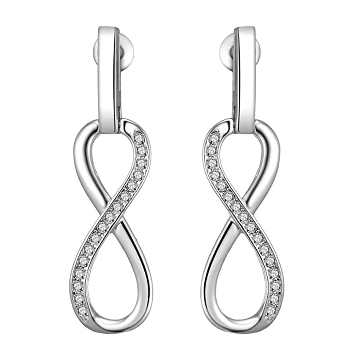 CAOSHI Contracted Style Infinite Design Cubic Zirconia for Women Fashion Party Wedding Silver Plated CZ Pendant Earrings Jewelry