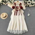 Boutique Wholesale 2026 Spring New French Retro Niche Design Embroidered Suspender With Waistband Slimming Mesh Women's Dress