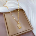 Exquisite Stainless Steel Micro-Inlaid Temptress Light Luxury Full Diamond Real Gold Fine Pendant Necklace Women's Fashion Trend