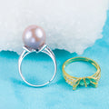 Re030973 DIY 9-11mm Natural Freshwater Pearl Ring Accessory 925 Sterling Silver Adjustable Size Engagement Ring for Women