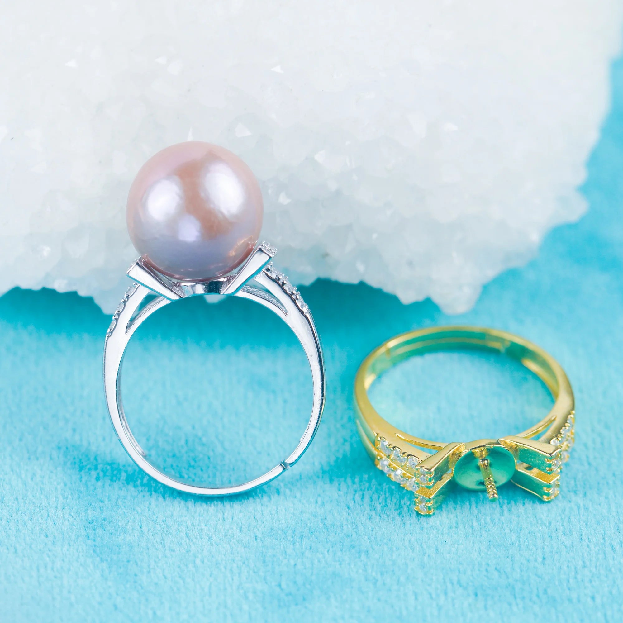 Re030973 DIY 9-11mm Natural Freshwater Pearl Ring Accessory 925 Sterling Silver Adjustable Size Engagement Ring for Women
