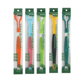 Factory Wholesale PVC Box Packaging Three Heads Dog Toothbrush Cat Pet Toothbrush