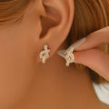 Best Trendy Birthday Gifts for Women Luxurious Cute Twisted Knot Copper Earrings Full Zircon Geometric Studs Jewelry Custom