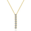 Luxury 14K Gold Plated S925 Sterling Silver Claw Setting Zircon Long Bar Charm Necklace for Women