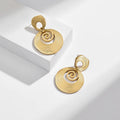 HOVANCI Stainless Steel Earrings Jewelry Women Non Tarnished Bread Texture Large Fashion Dangle Earrings with Pendant