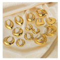 Wholesale Fashion Jewelry Sets Aretes Trend Stainless Steel 18K Gold Plated Thick Hoop Earrings Women
