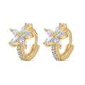 LOZRUNVE 925 Silver Gold Plating Bohemian Marquise Daisy Flower Huggie Earring 18k Gold Plated