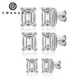 Professional Manufacturer 1ct 2ct 3ct CZ Cubic Zircon S925 Sterling Silver Emerald Cut Stud Earrings for Women