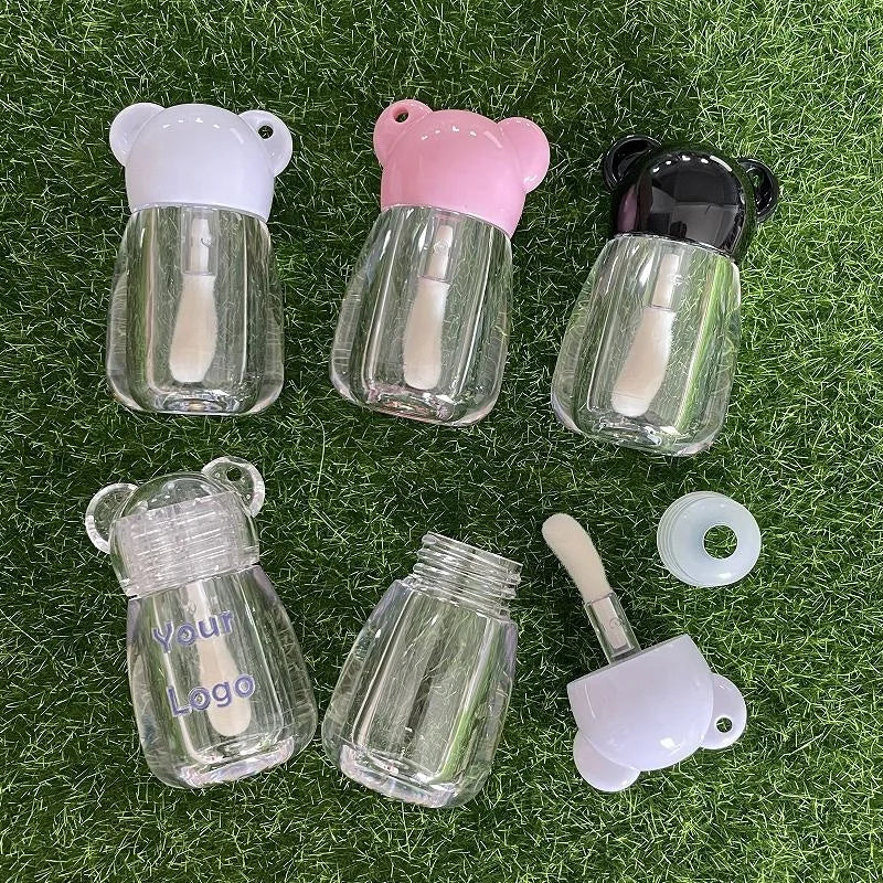 CY326 Cute Little Bear Shape Clear Tube Lip Gloss Empty Tube 7ml with Big Brush Head Small Hole Lid Lip Oil Liquid Container MegaBDM