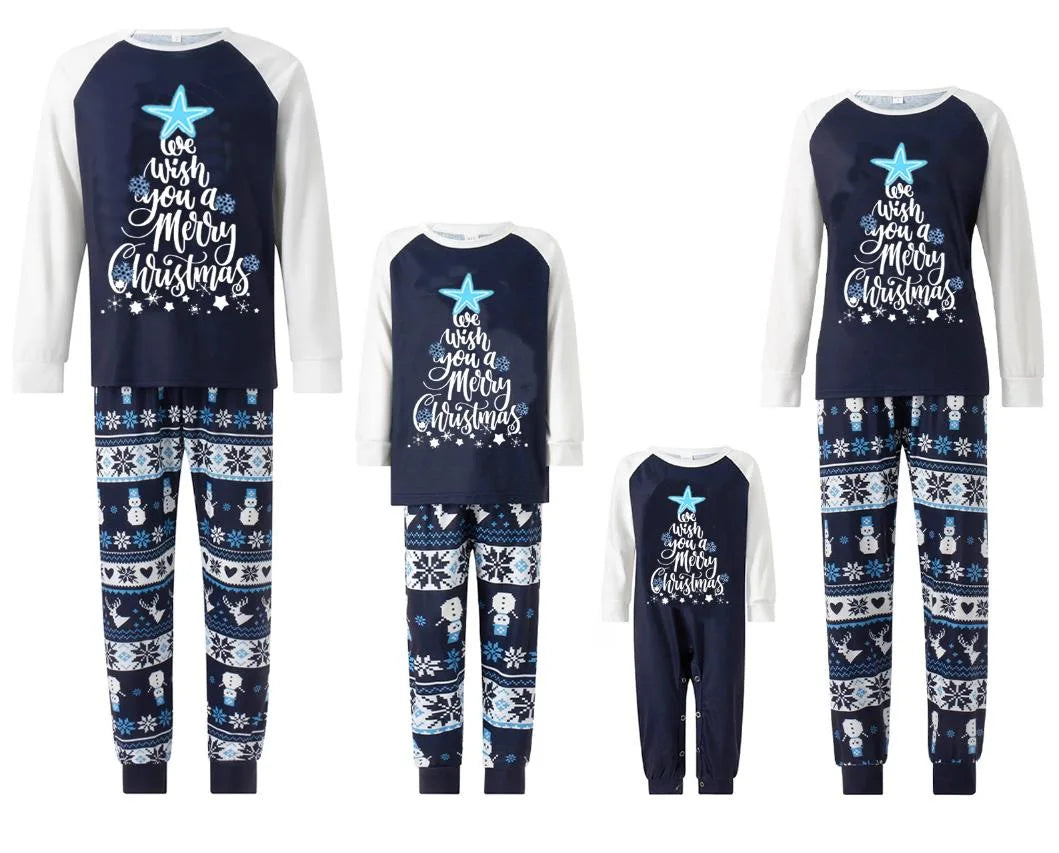 Christmas Pajamas Blue Xmas Christmas Pyjamas Pjs Set Family Matching Christmas Pajamas Family